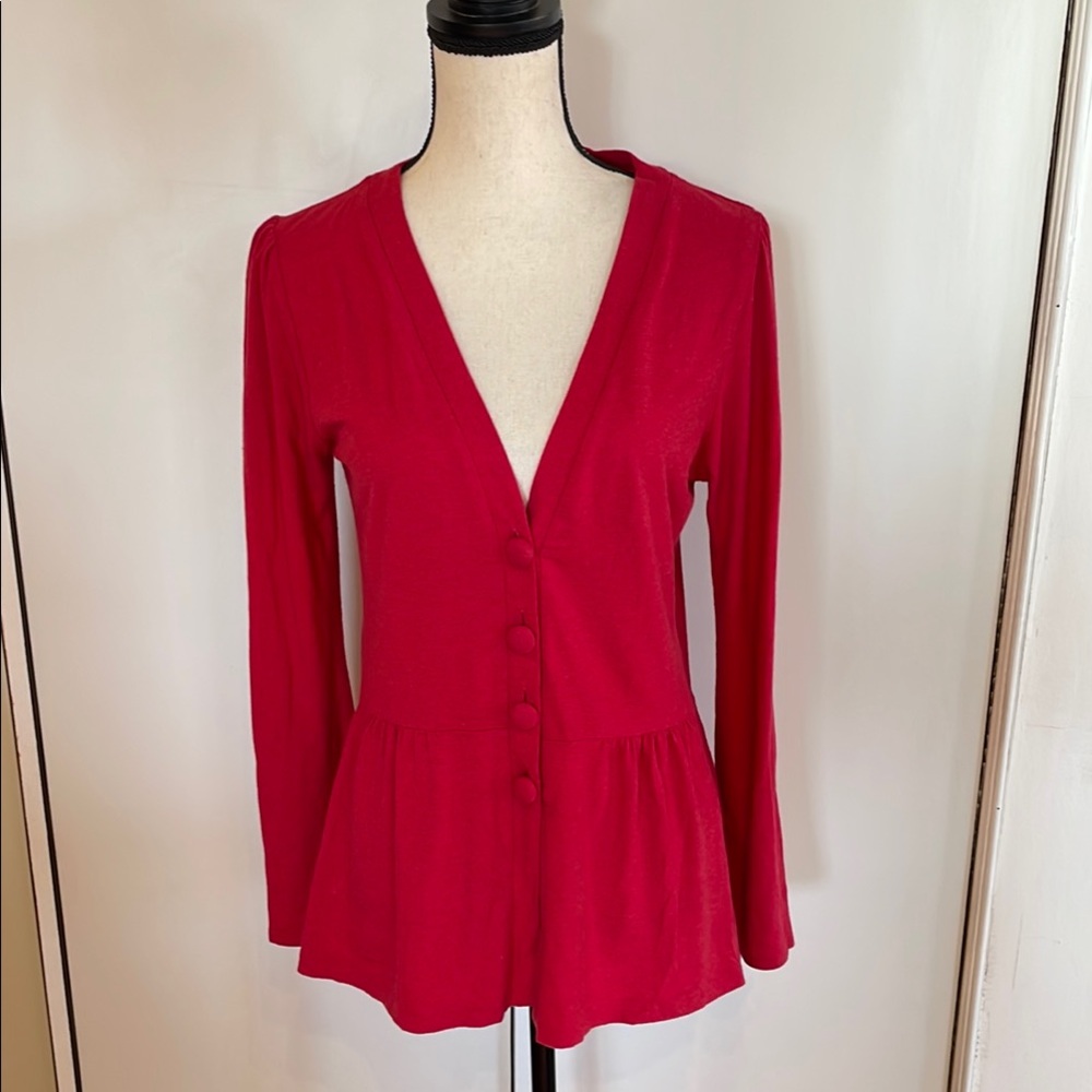 [Lilla P] Red Button-Up Women's Top/Cardigan